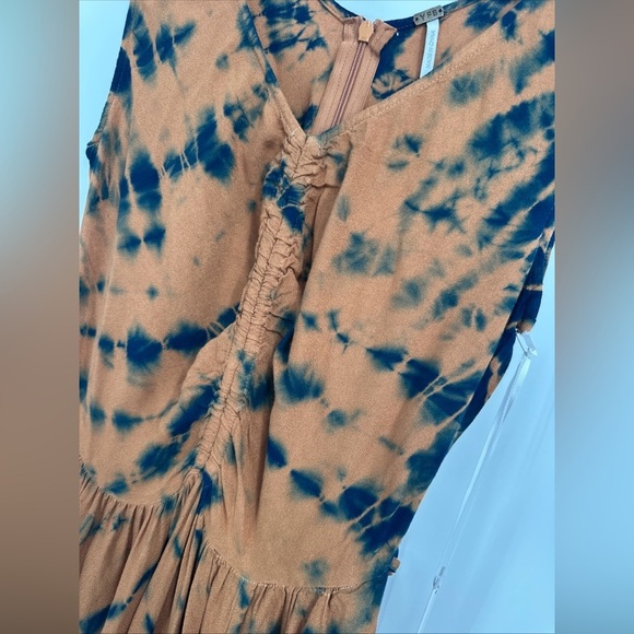 Young Fabulous & Broke Brown Blue Tie Dye Maxi Dress Pockets Size small NWT - Picture 2 of 5